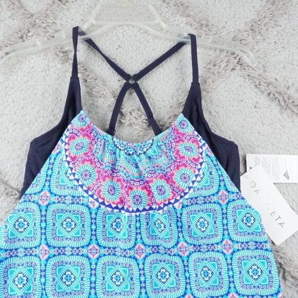 Athleta FIJI Blousy Tankini Top Womens 34B/C Swim Beach Wear Blue - Picture 5 of 11